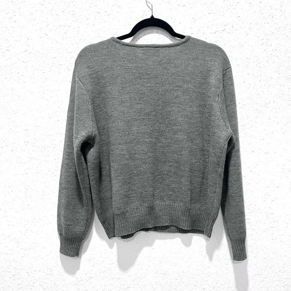 Liz Claiborne Heather Gray Cardigan with Black Floral Pattern‎ L - Picture 7 of 7